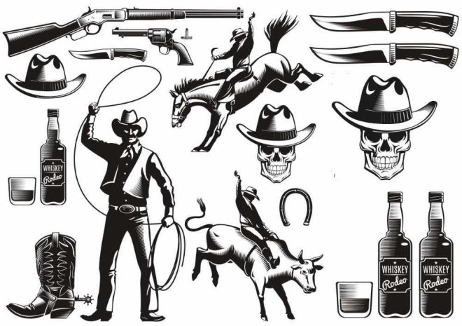 Cowboy Rodeo Tattoos, temporäre Tattoos.