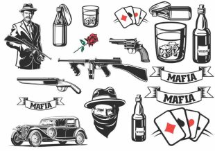 Mafia-Tattoos, Mafia-Tattoos, Temporäre Tattoos mit Mafia-Thema.